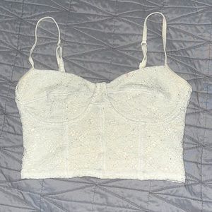 Cream Bustier Lace Crop Top